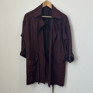 Becaal light weight autumn Brown Women's Jacket with tie waist size small